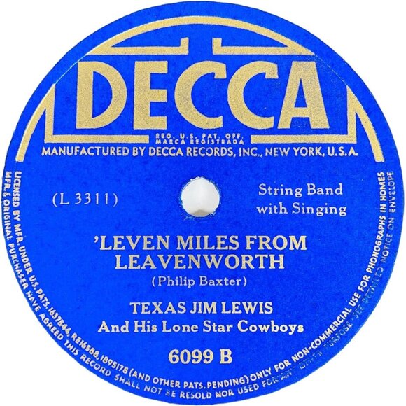 Texas Jim Lewis And His Lone Star Cowboys 78 RPM Record Decca 6099 - Picture 4 of 4